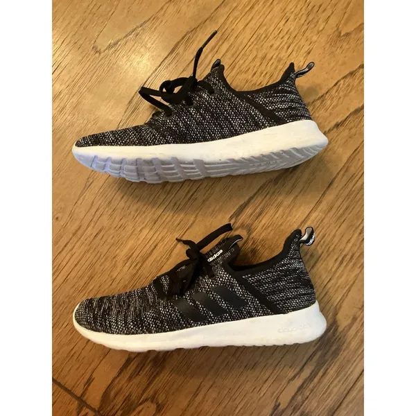 adidas Cloudfoam Pure Women’s Knit Low Top Lace-Up Sneakers Core Black/White - Image 5