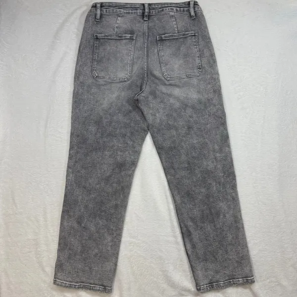 Vervet Blue 30 Gray Stonewash Denim Jean Tapered Front Seam Utility Straight Leg - Image 5