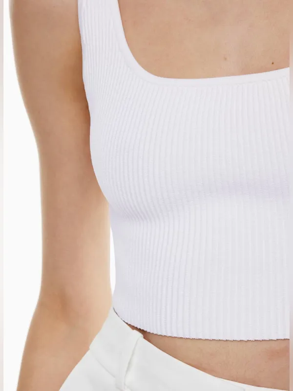 Aritzia Babaton Sculpt Knit Squareneck Cropped Tank - White - XS - Image 5