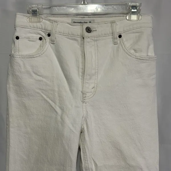 Abercrombie & Fitch 90s Straight Ultra High Rise Jeans Women’s 28/6S White Denim - Image 2