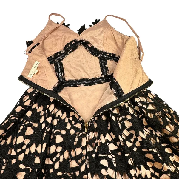 Blush Noir Black Lace Fit Flare Mini Dress Womens Small LBD Whimsigoth Coquette‎ - Image 9