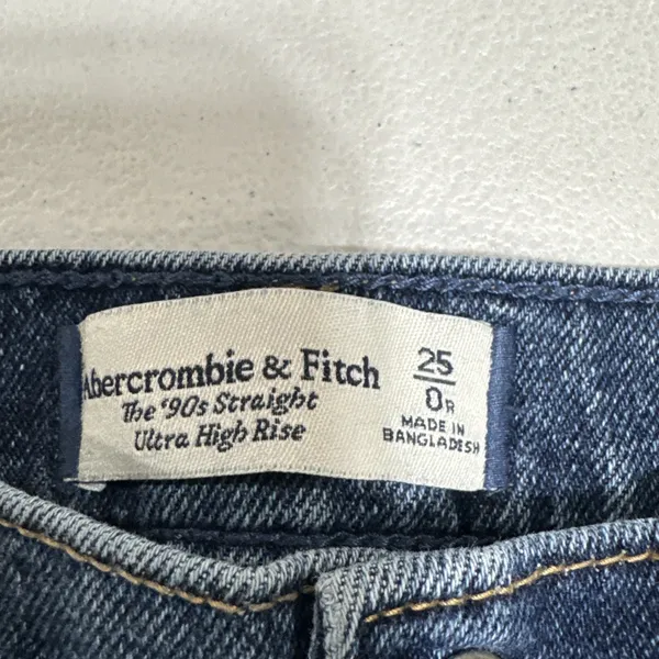 Abercrombie & Fitch The 90S Straight Jeans Ultra High Rise 25/0R Blue Denim - Image 5