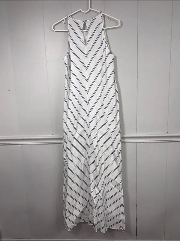 NWOT J. Crew 100% Linen Sleeveless Chevron Maxi Dress 6 Summer Beach Vacation - Image 2