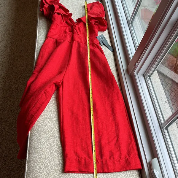 NWT Lulu’s Red Jumpsuit Romper with ruffled shoulders - Image 14