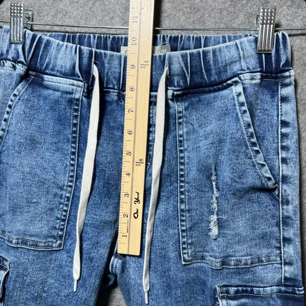 Celebrity Ace Pull On Distressed Denim Cargo Jogger‎ Pants 9/29 Elastic Waist - Image 5