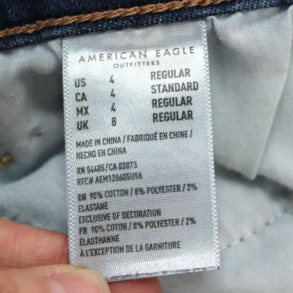 AEO Womens 4 Super Hi-Rise Jegging Distressed‎ Dark Wash Stretch Hipster Grunge - Image 10