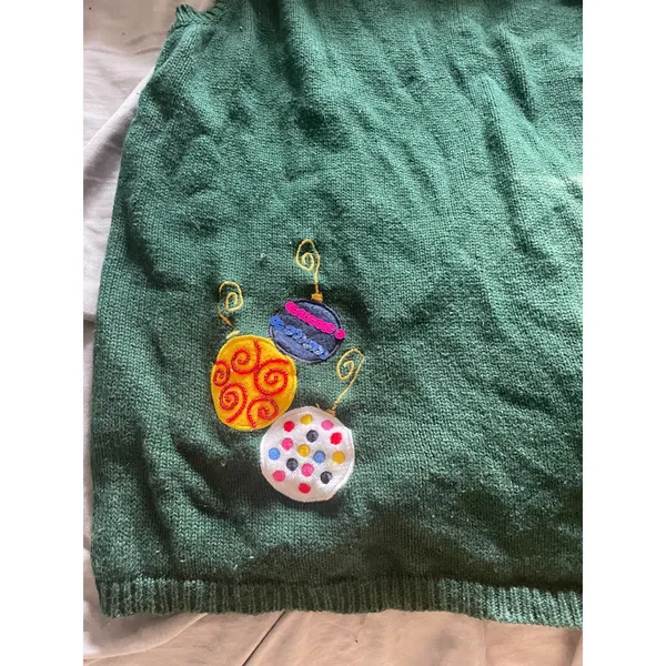 Vintage 90s Green Christmas Holiday Cardigan Sweater Vest Ugly Christmas Sweater - Image 7