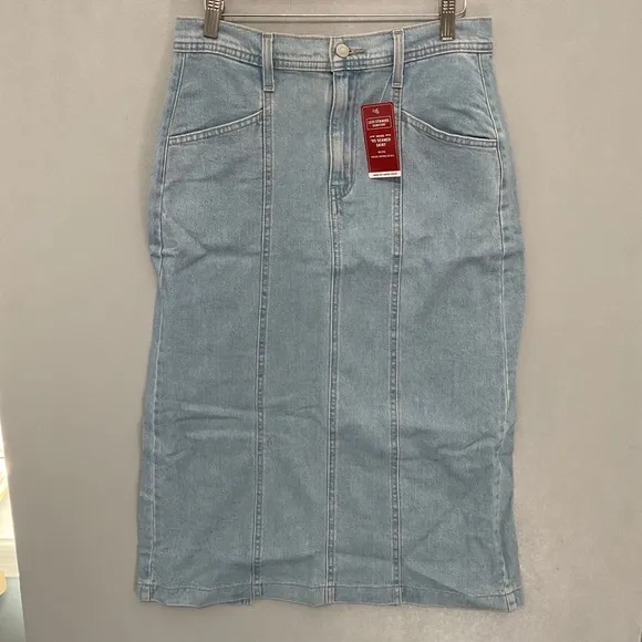 NWT Levi Strauss Signature Women's Vintage 95 Seamed Denim Midi Skirt Size‎ S - Image 2