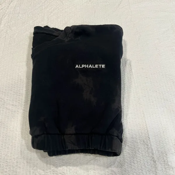 Alphalete v neck pullover cropped hoodie size M black tie dye - Image 8