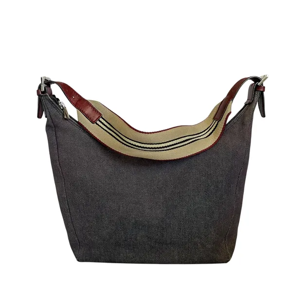 Burberry Vintage Y2K Denim Blue Icon Stripe Leather Strap Hobo Shoulder Bag - Image 14