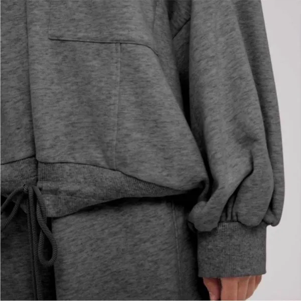🌟NAP🌟 MOCK NECK SWEATSHIRT DRAWSTRING HEM GRAY SZ S - Image 2