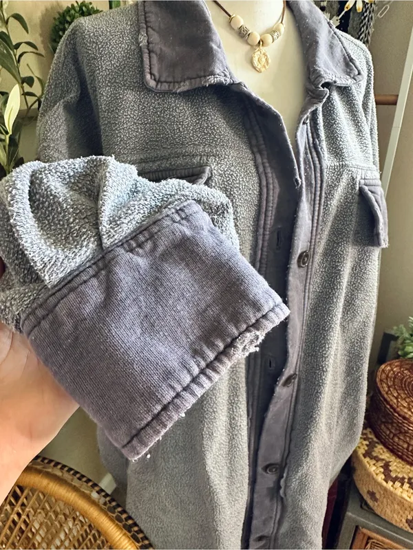 Free People Ruby Distressed Oversized Jacket Gray Large - Image 9