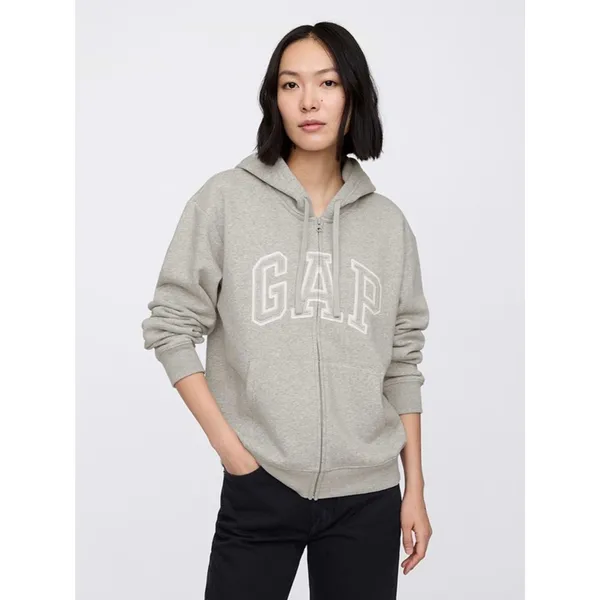 Gap Logo Relaxed Fit Zip Up Hoodie Gray Size XL - Image 2