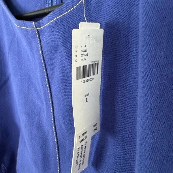 Maeve Anthropologie Crew-Neck Peplum Tank Top Navy Blue Preppy Clean Girl Size L - Image 5