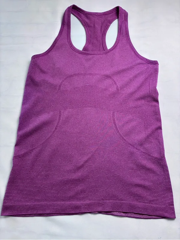 lululemon athletica Swiftly Tech Racerback Tank Magenta size 8 Motivational hem - Image 2