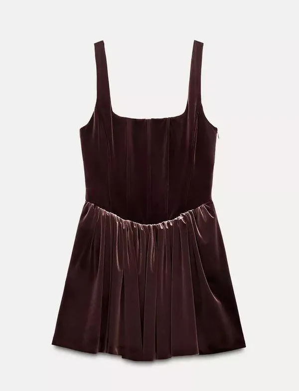 Zara Dress mini corset Velvet in Rich Purple Wedding party holiday - Image 13