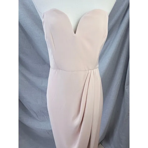 Shona Joy Blush Strapless Draped Cocktail Midi Dress Light Pink‎ 6 USA Wedding - Image 10