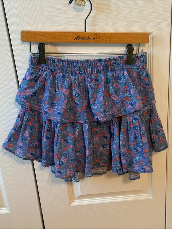LoveShackFancy Ruffle Mini Skirt in Summer Blues - Image 2