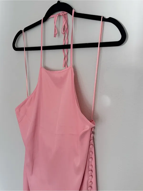 Zara Pink Halter Maxi Dress with Side Slit - Image 5
