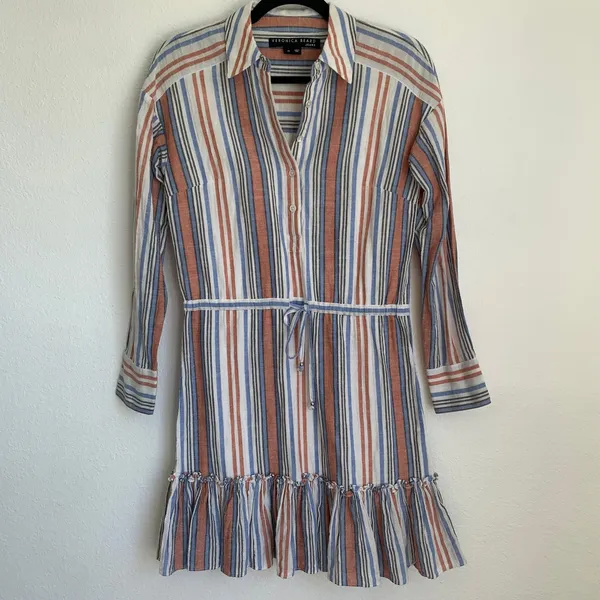 Veronica Beard Jeans Ardith 100%‎ Cotton Striped Mini Shirt Dress - Image 4