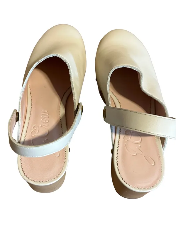 J. Crew Beige Leather Grommet Studded Convertible Clog Shoes Style Baa188 (8.5) - Image 5