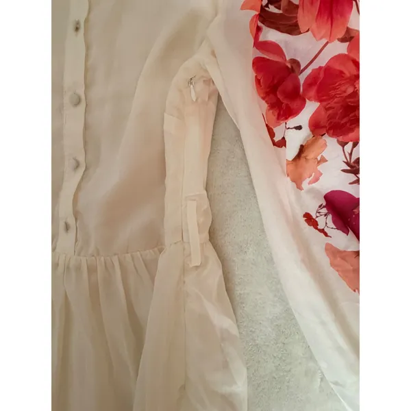 NWOT Showpo Becky Mini Dress Sz‎ 6 Wildflower Floral Tiered Ruffle Bishop Sleeve - Image 6