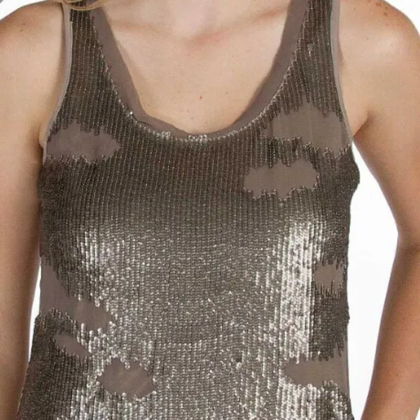 BKE Boutique- Grey Sequence Tank Top - Image 2