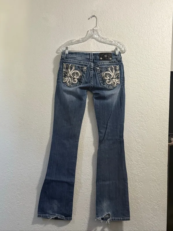 Miss Me Signature Boot Cut Slim Fit Stretch Women Denim Jeans raw hem BOOT 28 - Image 4