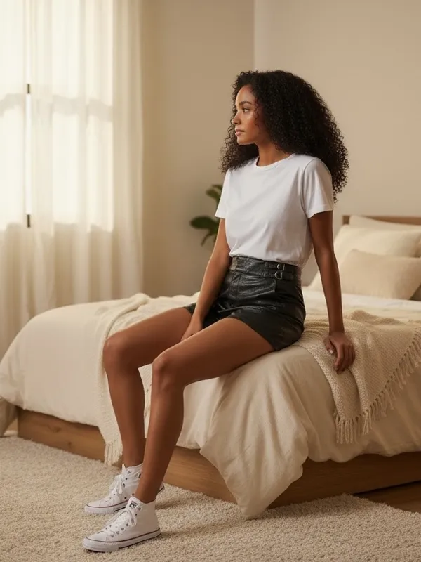 Missguided Black Faux-Crocodile Leather Shorts - Image 2