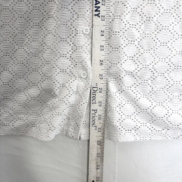 White Eyelet Lace 2 Piece Button Down Shirt & Shorts 1XL Swim Cover‎ Up Set - Image 4