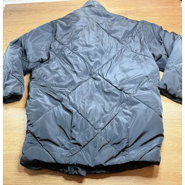 Free People Ella Puffer Coat Women's L Black Longline Double Breasted Quilted - Image 14