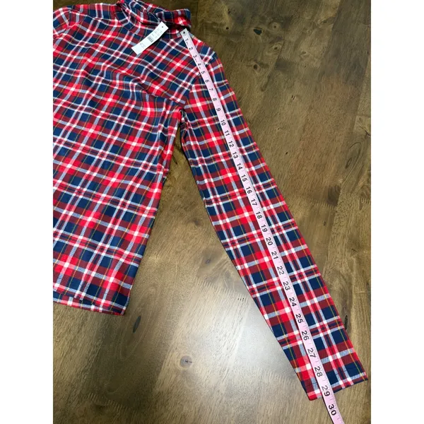 NWT‎ Womens J. Crew tissue turtleneck red navy white plaid 100% cotton size M - Image 6