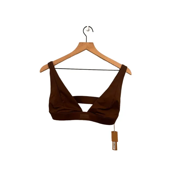 SKIMS SIGNATURE SWIM PLUNGE BIKINI TOP Large Cocoa NWT - Image 3