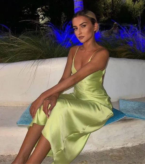 Zara Dress Lime Green Satin Effect Maxi Midi Wedding Party Date Coctail - Image 9