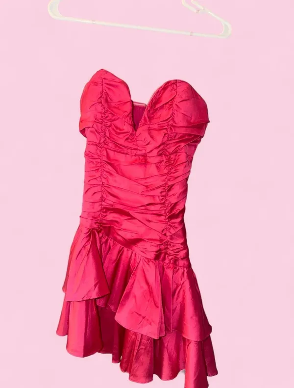 DO+BE Hot Pink Asymmetrical Strapless Dress - Image 2