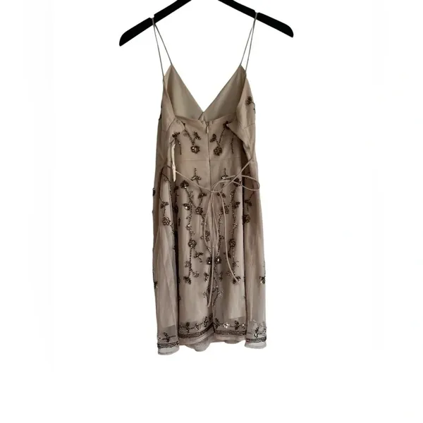 NEW Altar'd State Dress Women's Analia Beaded Spaghetti Strap Nude - Image 4