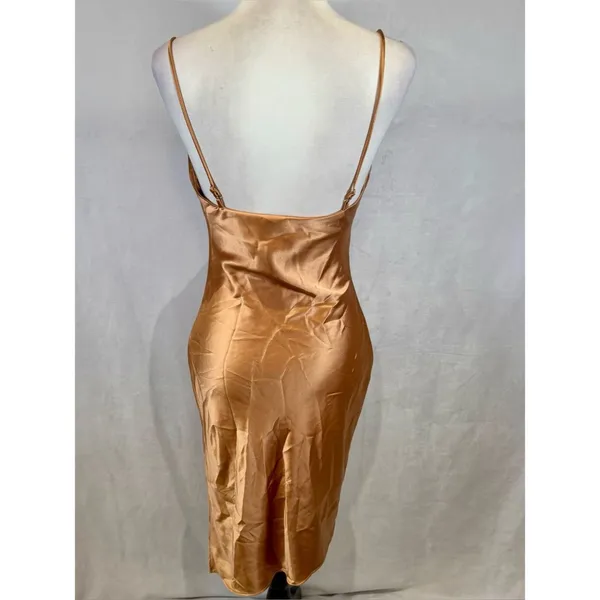 Petal and Pup gold metallic bronze sateen cowl neck midi dress size 0 - Image 4