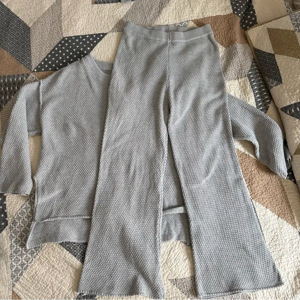 Free People Light Gray Knit Henley Sweater Set - Image 4