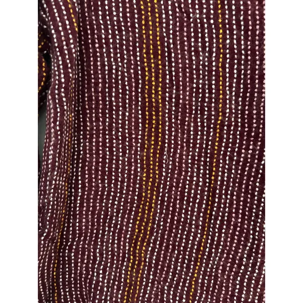 Anthropologie Burgundy Striped Button Back Long Sleeve‎ Shirt Womens Medium - Image 4