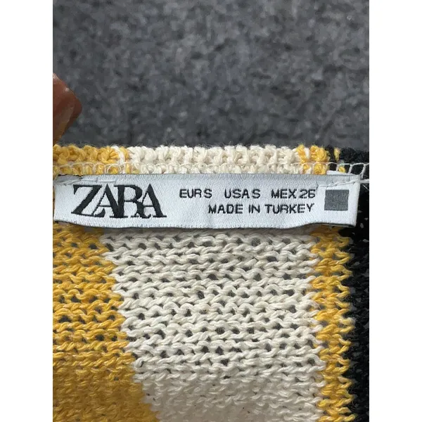 Zara Womens Crop Top Striped Vneck Rustic Halter Boho Sleeveless Crochet Y2K S - Image 3