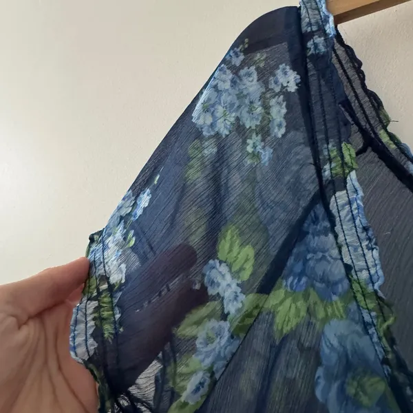Abercrombie & Fitch Blue Floral Y2K Ruffle Babydoll‎ Top - Image 5