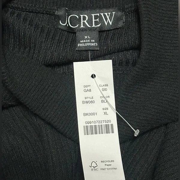 NWT J. Crew Brushed Ribbed Puff Sleeve Mockneck Sweater XL - Image 3