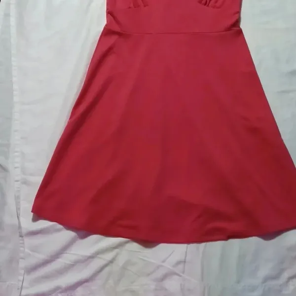Zara Pink deep v-neck Short-Sleeve Coquette Feminine fit and flare dress - Image 4