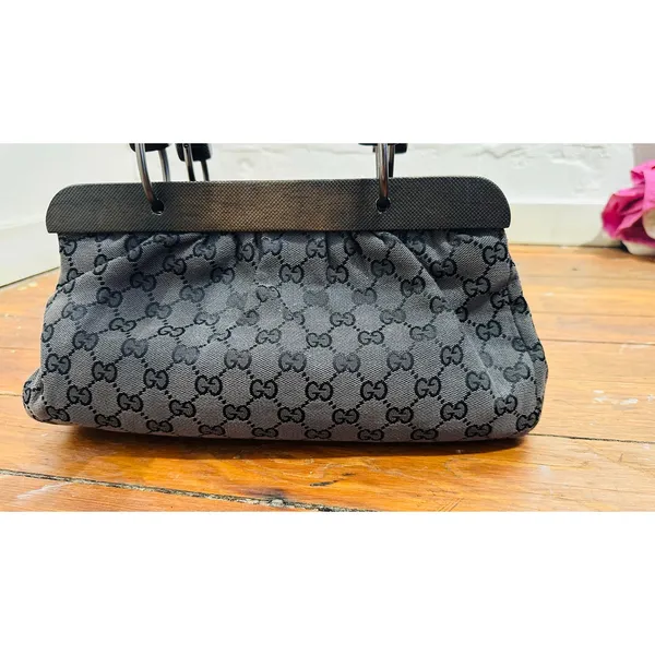 GUCCI Fall 2002 Tom Ford Classic Black Monogrammed GG Canvas Wood Handle Doctor - Image 5