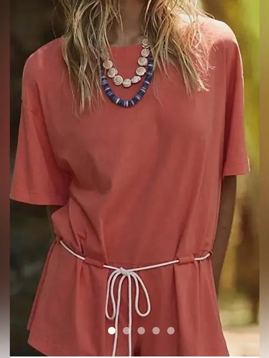 Free People NWOT Money Romper in a vibrant coral-orange shade, size XS - Image 2