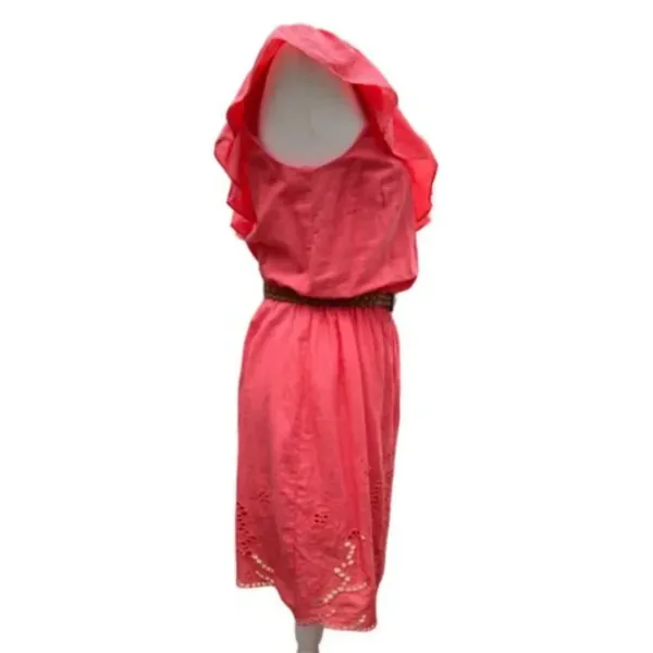 B Smart One Bare Shoulder Ruffle Belted Fully lined Mini Dress Coral Size 8​​​‎ - Image 5