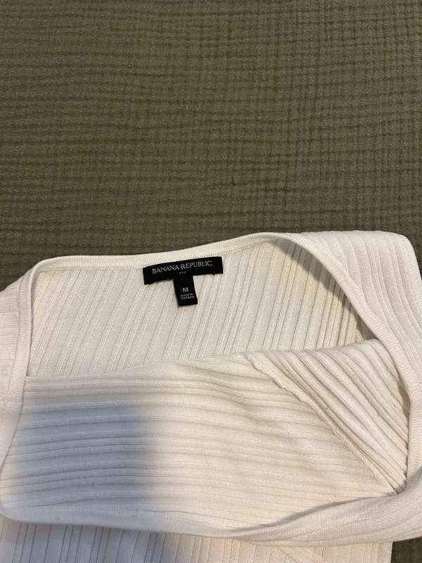 Banana Republic White One-shoulder Ribbed Tank - Image 3