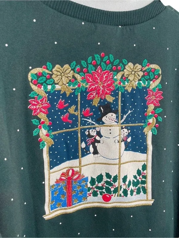 Cat Christmas sweatshirt Green Size M - Image 5