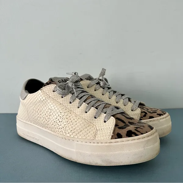 P448 Thea Python Roccia White Leather Platform‎ Sneakers - Image 2