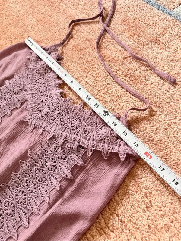 O’Neill Dusty Rose Crochet Halter Mini Dress Swim Cover Up Tunic Size S - Image 5